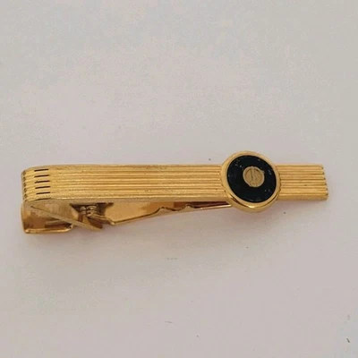 Dunhill Vintage Lapis Lazuli Striped Tie Clasp Clip Bar Gold Retro Vintage Logo - Image 1 of 4