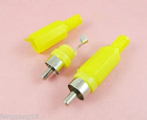 10pcs Yellow RCA Phono Male Plug Solder Type Audio Video Cable Connector DIY - Picture 1 of 2