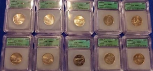 10 STATE QUARTERS LOT (2 EACH) P&D CA. KS. WV. OR. MN. All 2005 ICG MS67 SLAB - Picture 1 of 21
