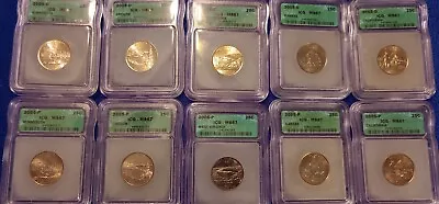 10 STATE QUARTERS LOT (2 EACH) P&D CA. KS. WV. OR. MN.  All 2005 ICG MS67 SLAB  - Image 1 of 4