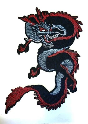 LARGE RED BLUE DRAGON SEW ON PATCH APPLIQUE  9 X 13 Free Shipping  - Image 1 of 2