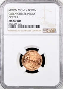 (1969) "Green Cheese Penny" Moon Money Token - MS69 RD NGC - Apollo 11 - Picture 1 of 4