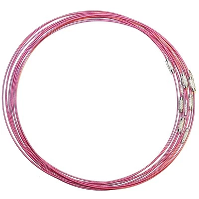 Collar de alambre de acero inoxidable rosa NW142 con cierre de plata para collar colgante 1 pieza Foto 1 de 2