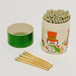 Vintage Hallmark Christmas Matches Holiday Collectible Tube Snowman Italy - Picture 1 of 15