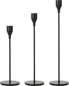 Black Candlestick Holders Set of 3, Black Taper Candle Holders, Farmhouse Dining - Picture 1 of 4