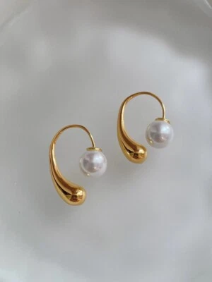 hinten vorne Perlen Ohrjacke, Gold minimalistischen Bar Einfädler Ohrringe - Bild 1 von 4