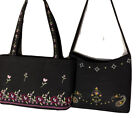 2 Liz Claiborne Purses Both Black With Beautiful Stitching Top Handles Handbag