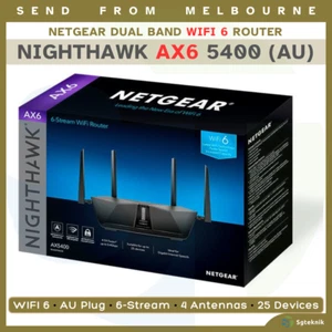 NEW Netgear Nighthawk AX6 WIFI 6 5.4Gbps Dual Band Router RAX50 Gigabit AU Plug - Picture 1 of 10