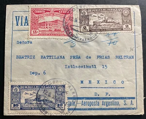 1937 Asuncion Paraguay Airmail cover to Mexico City Mexico Zeppelin Cancel - Picture 1 of 2