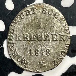 1818 Germany Wurttemberg 1 Kreuzer Lot#T0173 Silver! Scarce! - Picture 1 of 2