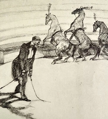 Toulouse Lautrec Performing Horses 1967 Circus Art Lithograph Matted - Image 1 of 4