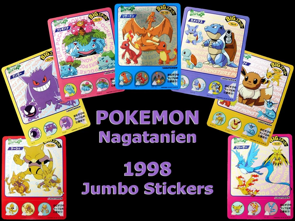 Pokemon | Nagatanien Big Jumbo Sticker | 1998 | Japanese Pocket Monsters - Photo 1/1