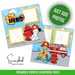 Fireman Scrapbook Quick Pages Firefighter PRINTED Premade Scrapbook Pages 28 - Imagen 1 de 2