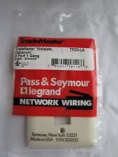 Pass & Seymour TPD3-LA Light Almond 1 Gang 3 Port Wall Plate NEW!