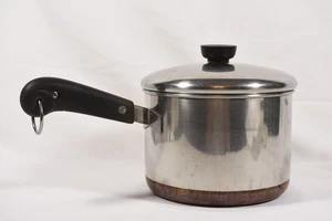 Revere Ware Pre 1968 Vintage 3 Qt Copper Bottom Clad Saucepan with Lid  - Picture 1 of 11