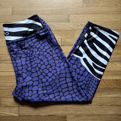 Looney Legs London Women’s XL CrocoZebra Animal Print Capri Leggings Purple Gym - Image 1 of 4