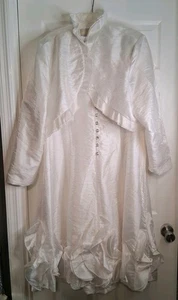 Dresses by Nubiano Huge Ruffles Crinkle 2 PC Dress And Jacket White Suit Size 24 - Picture 1 of 11
