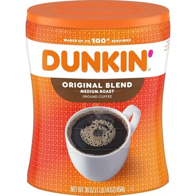 DUNKIN' DONUTS Dunkin' Original Blend Medium Roast Ground Coffee, 30 Ounce