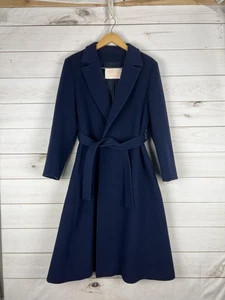 Vintage Pendleton Coat Womens Medium Navy Virgin Wool Belted Wrap Made in USA - Picture 1 of 12