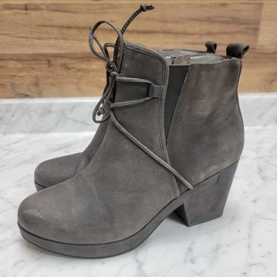 Botín al tobillo Eileen Fisher para mujer talla 8,5 gris cuero informal tacón ancho Foto 1 de 4