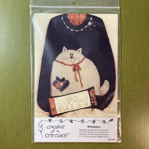 Schnurrhaare Katze Applikation Shirt & Kätzchen Stickerei Kissen Muster Gefangene Stiche - Bild 1 von 5