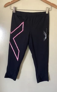 WOMENS 2XU BLACK/PINK 3/4 TIGHTS SIZE M - Picture 1 of 7