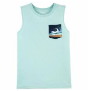 Oshkosh Graphic Surfer Pocket Tank Top Eggshell Blue Size 7 - Picture 1 of 5
