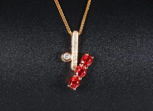 0.78ct Natural Ruby Pendant in 18K Gold with Diamonds, Unique Gemstone Jewelry - Picture 1 of 8