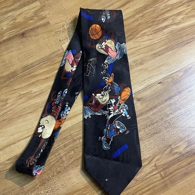 Corbata de baloncesto vintage 1995 Taz Looney Tunes Mania Space Jam 4" x 56" Foto 1 de 3