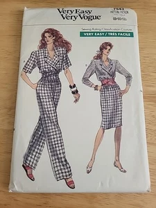 Very Easy Very Vogue 7543 Sz 7543 Misses Petite Shirt Skirt Pants Sash FF UC - Picture 1 of 3