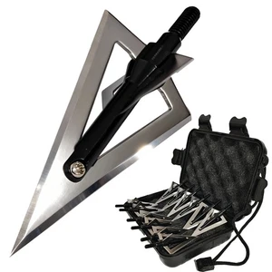 HOT 12PCS Hunting Sharp Arrowheads 125 Grain Compound Bow Crossbow Broadheads - Picture 1 of 14