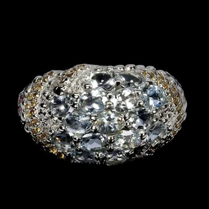 Anillo De Plata Esterlina 925 Ovalado De Acuamarina Rodolita Zafiro Tamaño 8.5 - Imagen 1 de 13