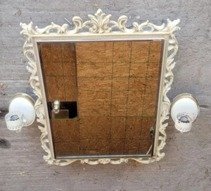 Vintage MCM French Provincial Wall-Mounted Medicine Cabinet With Lights - Picture 1 of 16