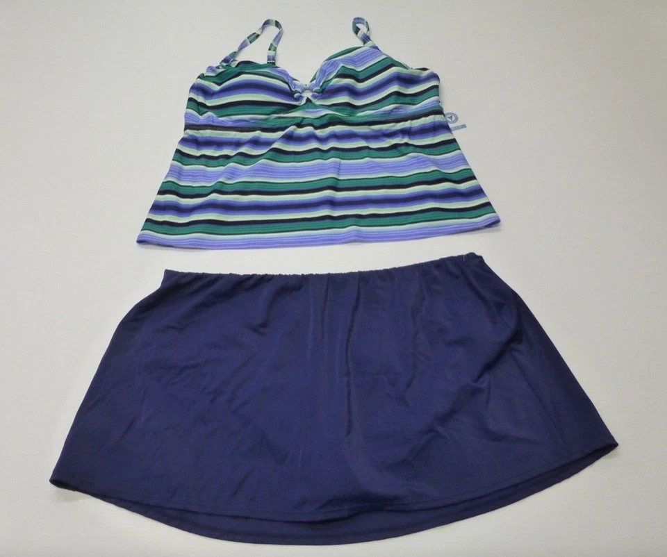 Traje de baño Tankini South Point a rayas para mujer Plus 22W púrpura nuevo con etiquetas Foto 1 de 4