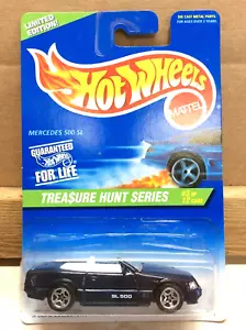 HOT WHEELS 1997 TREASURE HUNT SERIES MERCEDES 500 SL #3 OF 12 NEAR MINT CARD - Picture 1 of 3