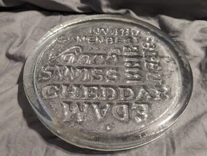 1980s Solid Mold Blown Glass Cheese Plate,  Cheese Names, 8", Vintage PRE-OWNED  - Picture 1 of 9