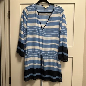 MICHAEL Michael Kors Striped Tie  Swim Cover-Up, Blue Large - Picture 1 of 3