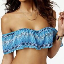 Hula Honey Womens Blue Crochet Off-the-shoulder Swim Top Separates S BHFO 2822