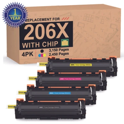 4PK 206X Color Toner Set W2110X-3X For HP LaserJet Pro M283fdw M255dw【With Chip】 - Image 1 of 4