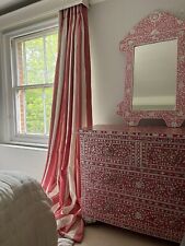 FRENCH PINK CABBAGES & ROSES STRIPE CURTAINS BESPOKE AND THERMAL WOOL INTERLINED