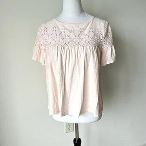 J. CREW Cotton Eyelet Babydoll Flutter Sleeve Top—SZ. XS - Picture 1 of 14