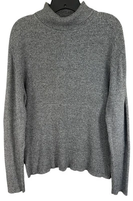 Pullover de Colección Punto de Referencia Acanalado Cuello Alto XL Gris Jaspeado 100% Algodón Foto 1 de 4