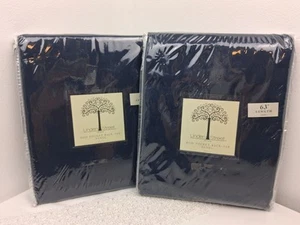 Linden Street Navy Blue Rod Pocket Back Tab Panels 63" Length x 40 Set Of 2 New - Picture 1 of 5