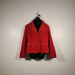 (R)ELATIVITY Corduroy Blazer Womens XL Red Orange Pin Wale Retro Rockabilly Twee - Picture 1 of 12