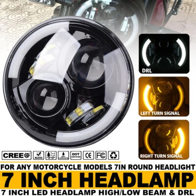 7" Round 100W LED Headlight Hi/Lo Beam+DRL w/Turn signal function For Motorcycle - Imagem 1 de 4
