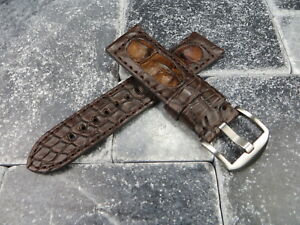 22mm Giant ALLIGATOR HORNBACK Strap Leather Brown Watch Band for IWC Pilot x1