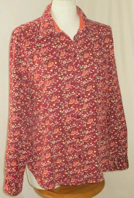 CAMISA DE PANA EDDIE BAUER LARGA SLV ABOTONADA NARANJA MULTI FLORAL ALGODÓN TOP L Foto 1 de 4