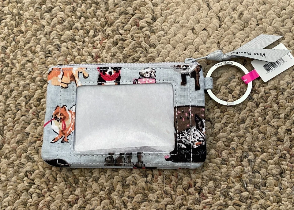 Серое кольцо-брелок Vera Bradley на молнии для удостоверения личности с принтом для выставки собак 14559-16012 - Изображение 1 из 2