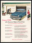 1951 Ford print ad blue Victoria 2-dr Hardtop