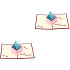  2 Pcs Pop-up Birthday Cards 3D for Wishes Greeting Kids Blank The Cat